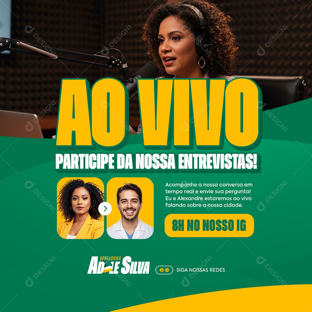 Política Ao Vivo Vereadora Adole Silva Social Media PSD Editável