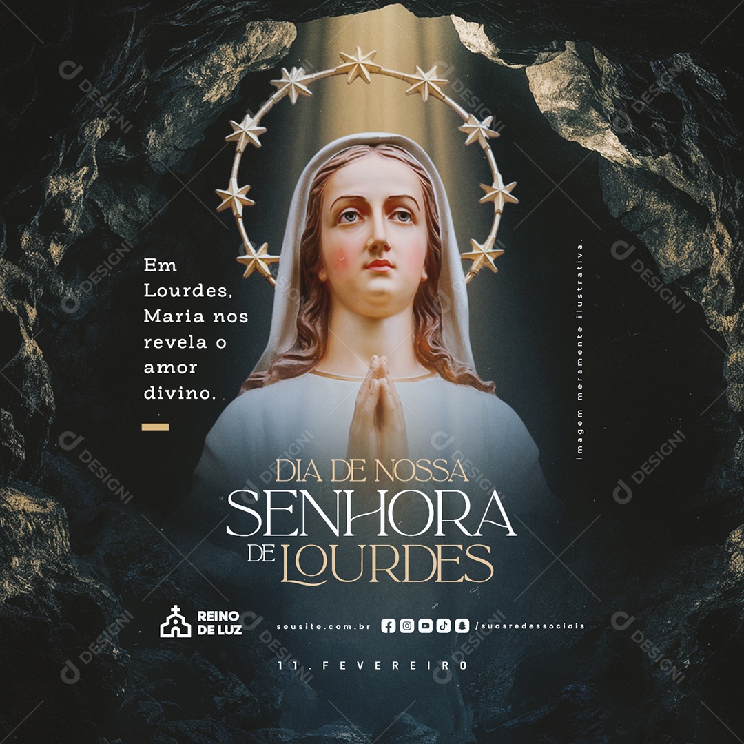 Dia de Nossa Senhora de Lourdes 11 De Fevereiro Social Media PSD Editável