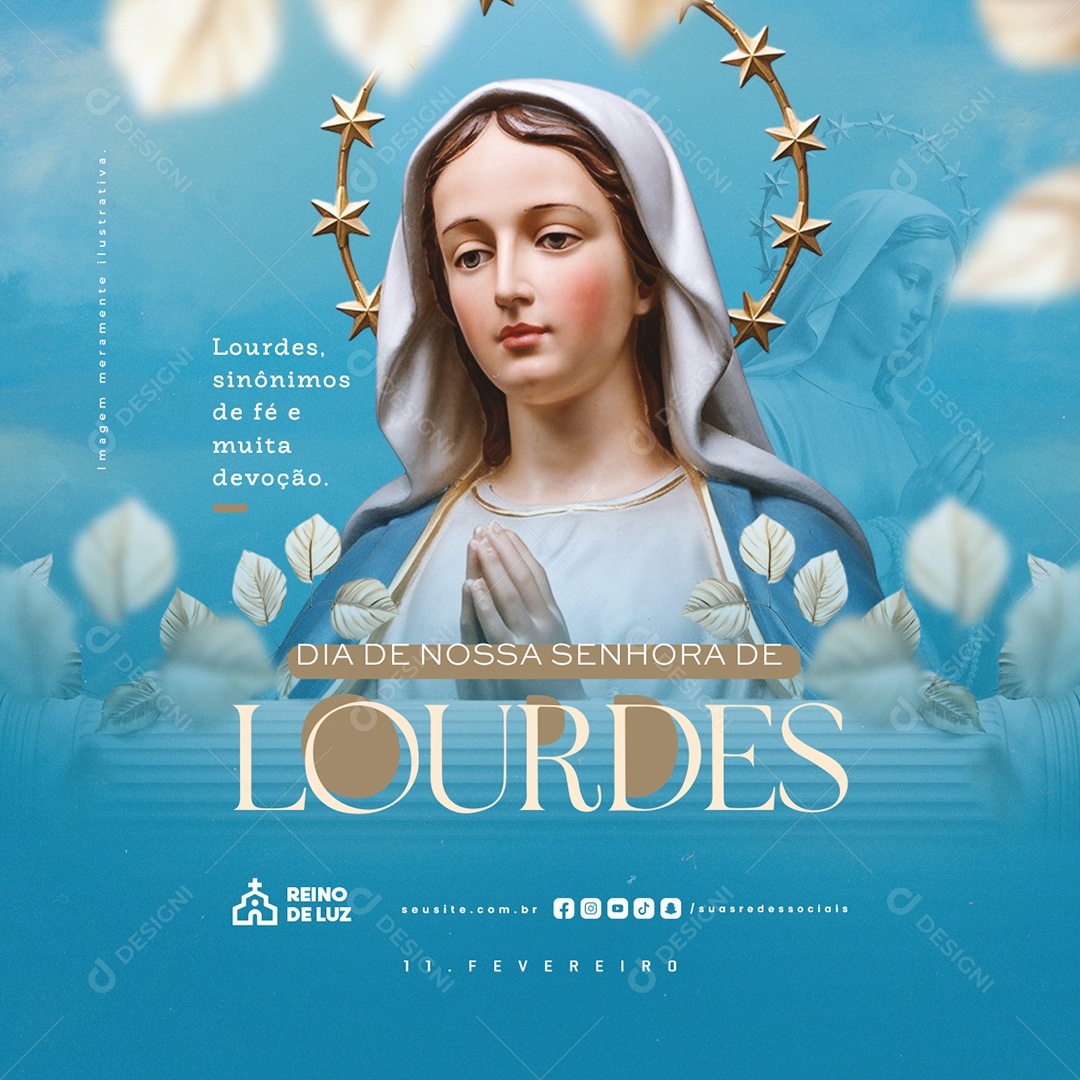 Dia de Nossa Senhora de Lourdes 11 De Fevereiro Social Media PSD Editável