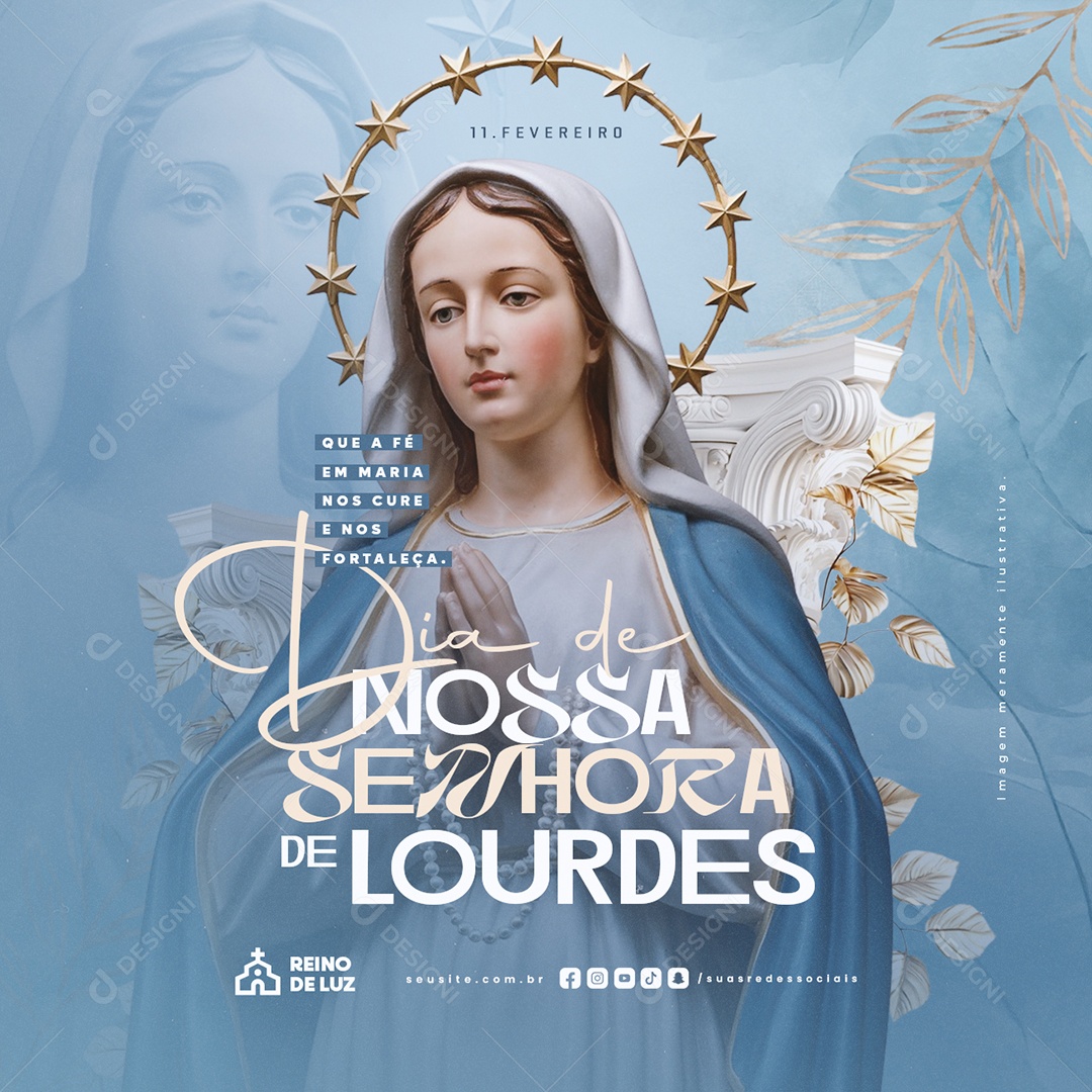Dia de Nossa Senhora de Lourdes 11 De Fevereiro PSD Editável