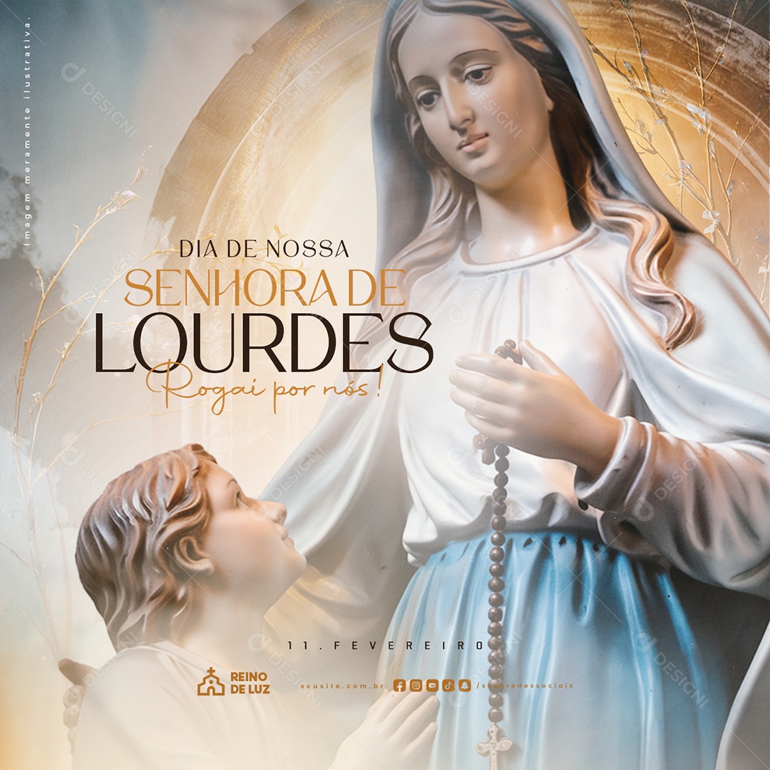 Dia de Nossa Senhora de Lourdes 11 De Fevereiro Rogai Por Nós Social Media PSD Editável