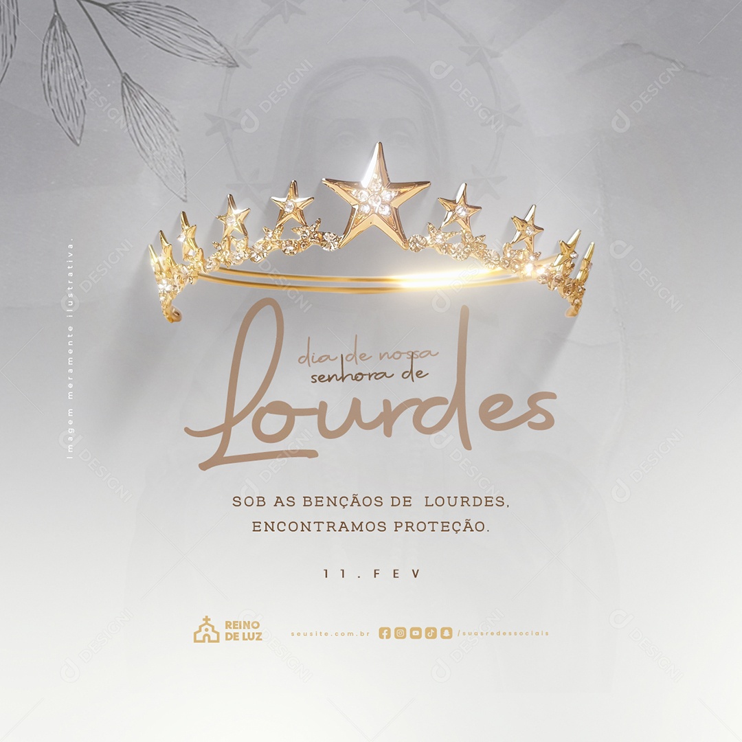 Dia de Nossa Senhora de Lourdes 11 De Fevereiro Sob as Bençãos Social Media PSD Editável