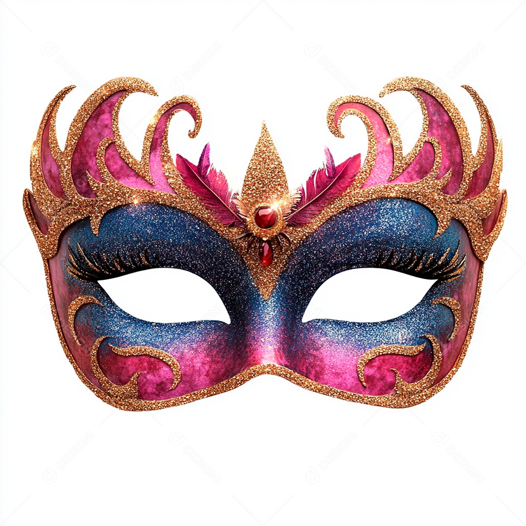 Máscara de carnaval sobre fundo isolado branco