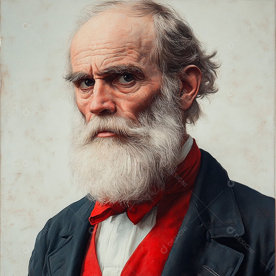 Rerato realista de homem velho barba branca sobre fundo isolado branco