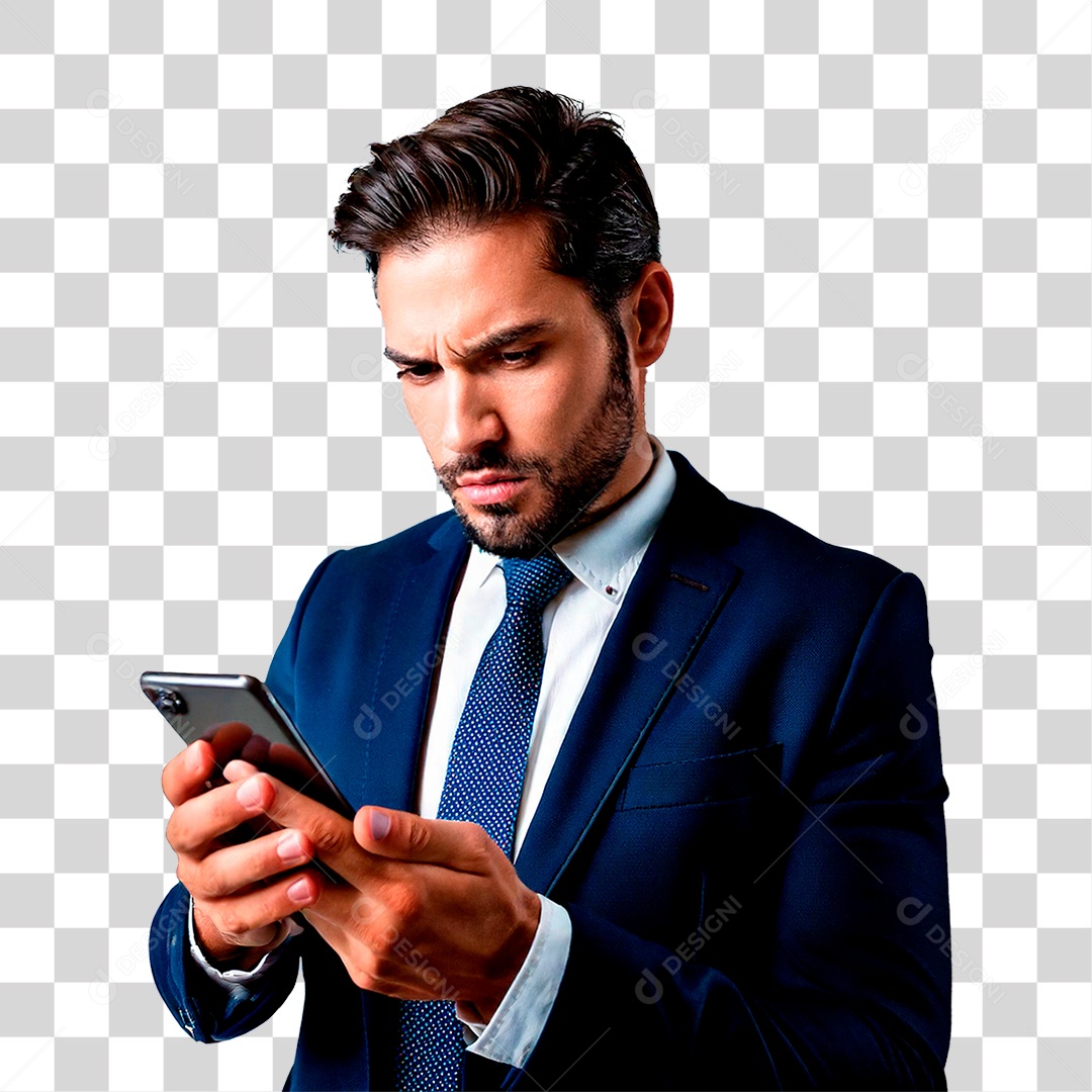 Empresário Olhando o Celular PNG Transparente