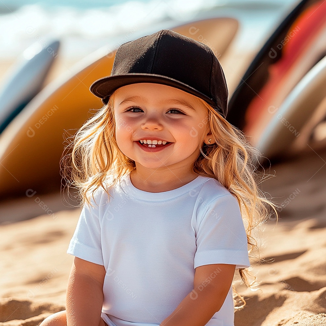Foto de uma menina vestindo blusa e usando boné