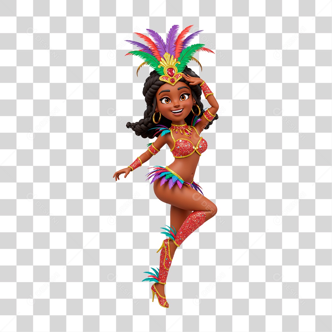 Mulher com Roupa de Carnaval PNG Transparente