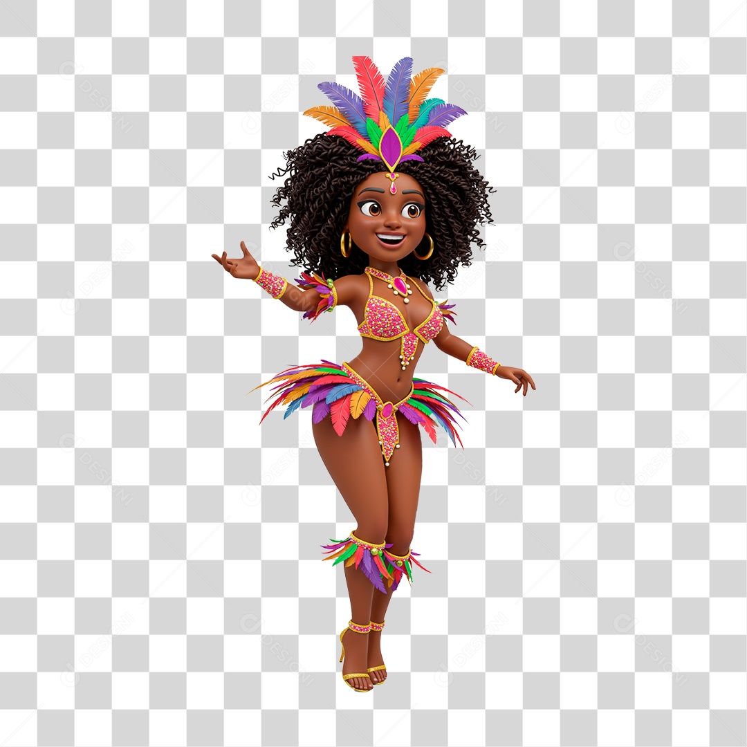 Mulher com Roupa de Carnaval PNG Transparente