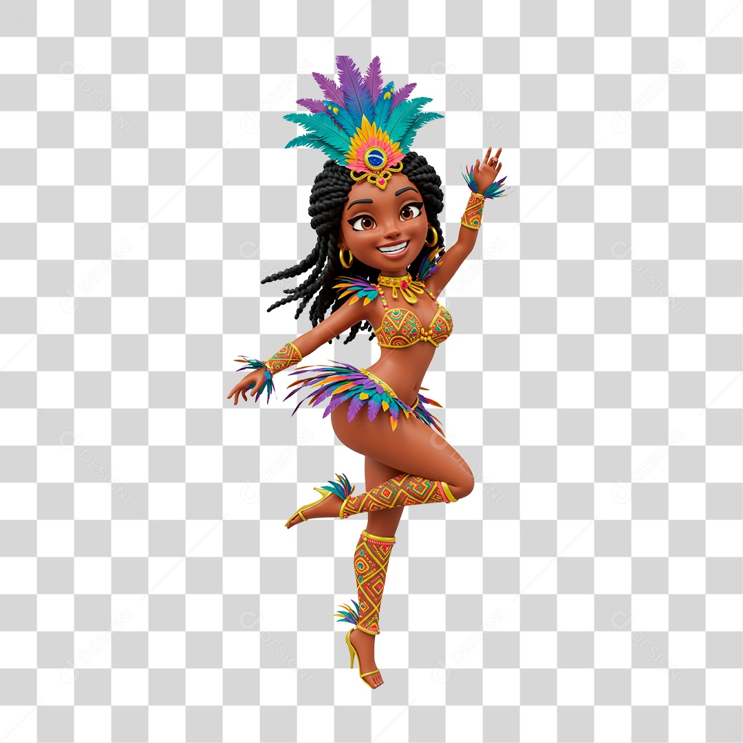 Mulher com Roupa de Carnaval PNG Transparente