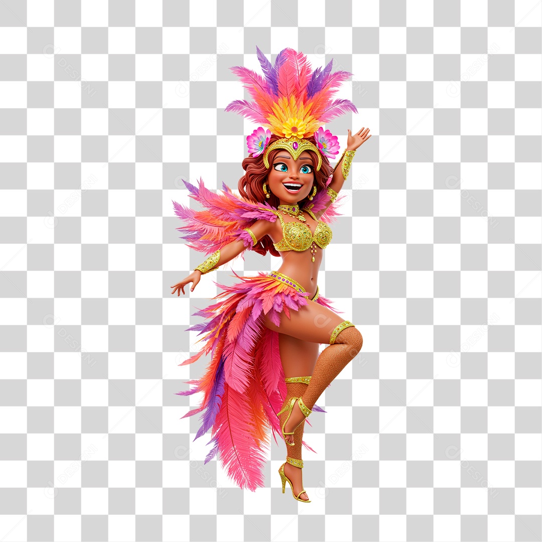 Mulher com Roupa de Carnaval PNG Transparente