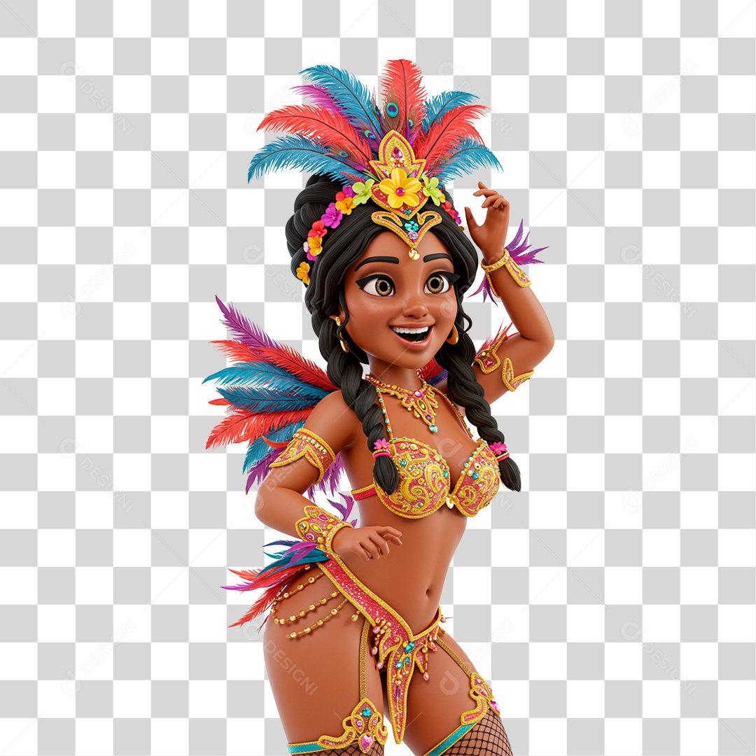 Mulher com Roupa de Carnaval PNG Transparente