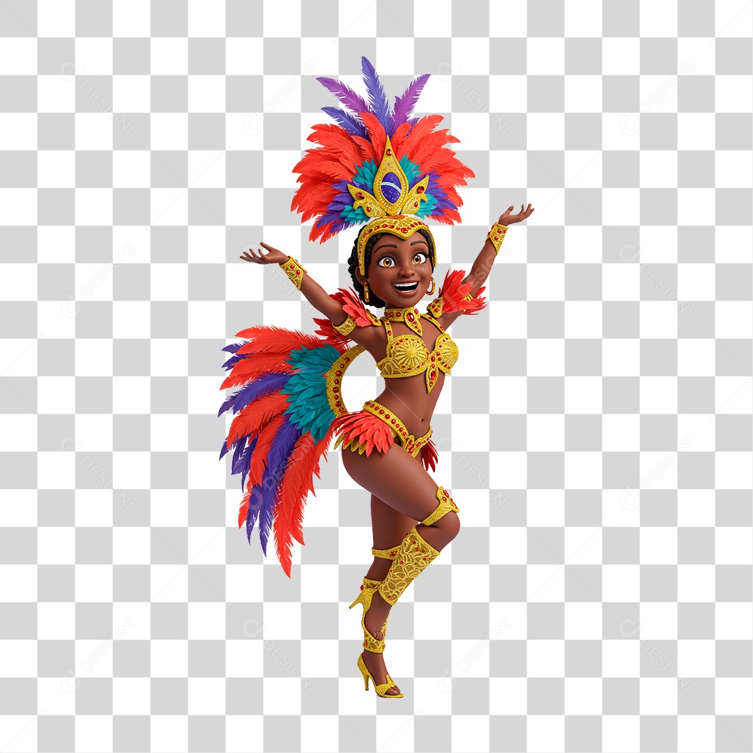 Mulher com Roupa de Carnaval PNG Transparente