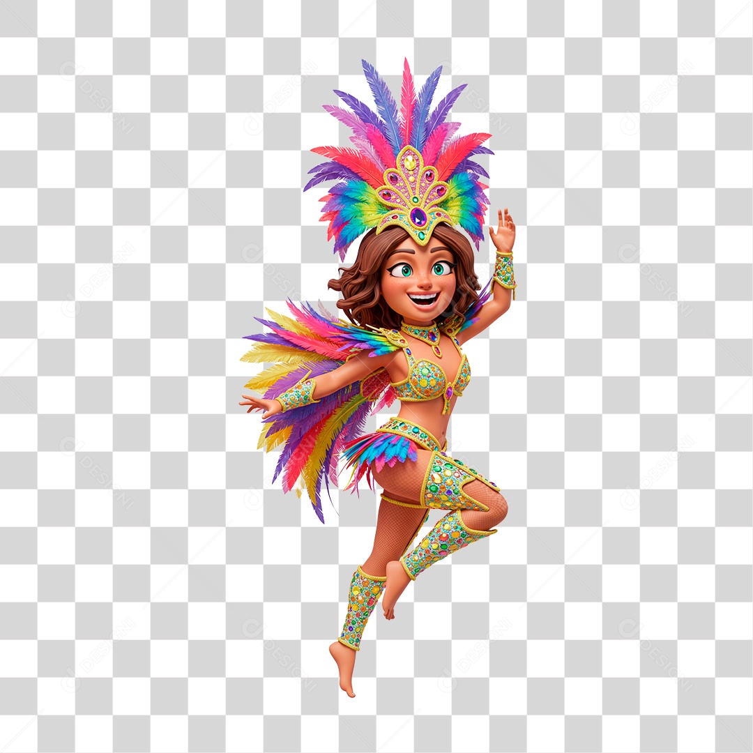 Mulher com Roupa de Carnaval PNG Transparente