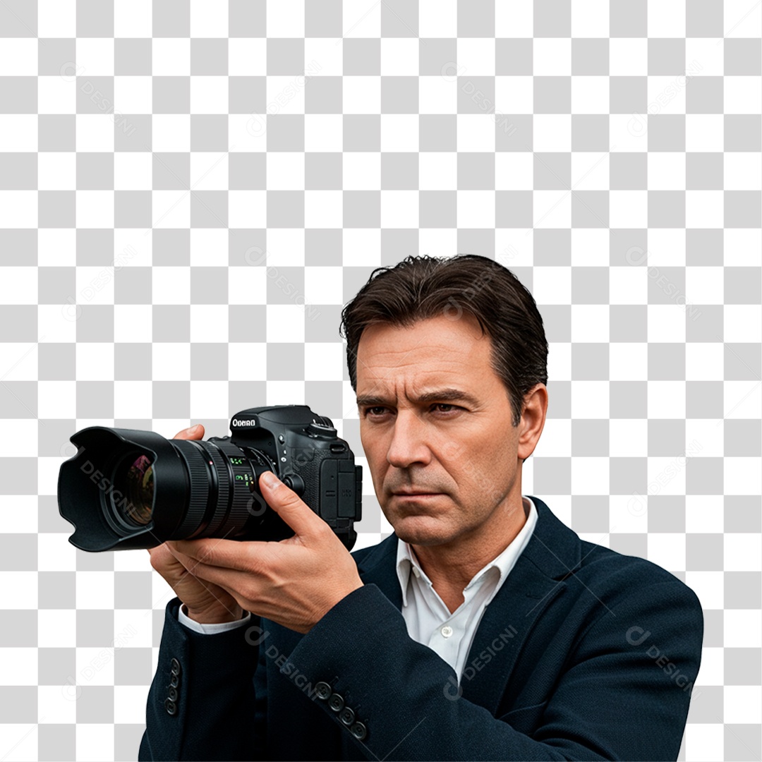 Homem Segurando Câmera PNG Transparente