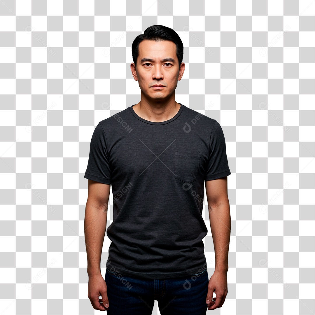 Homem de Camisa Preta PNG Transparente