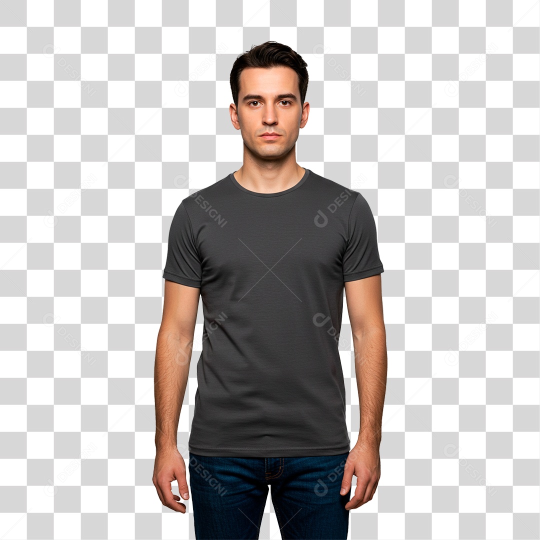 Homem de Camisa Preta PNG Transparente