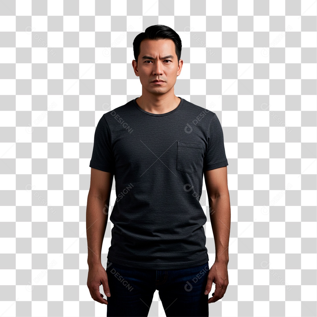 Homem de Camisa Preta PNG Transparente