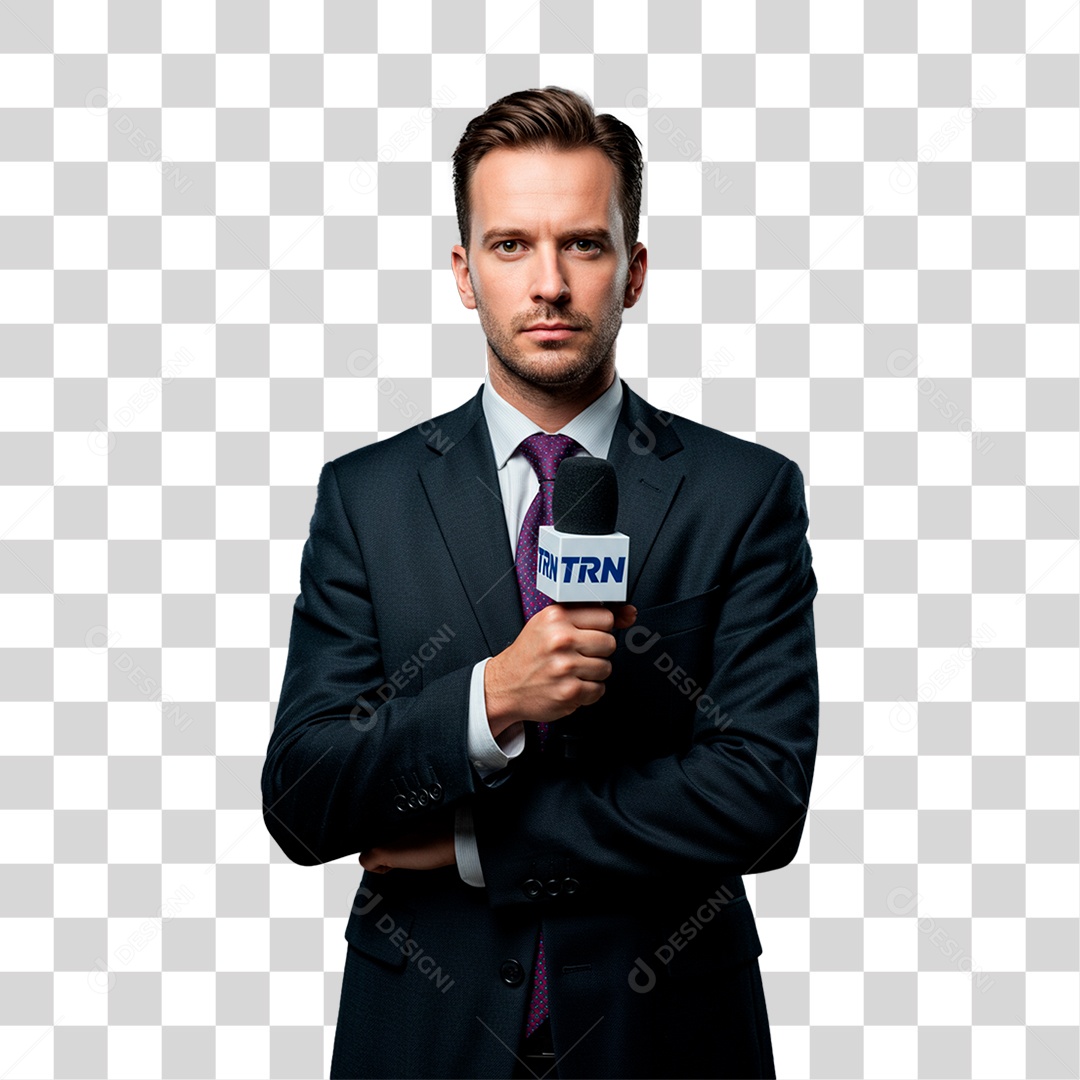 Homem Segurando Microfone PNG Transparente