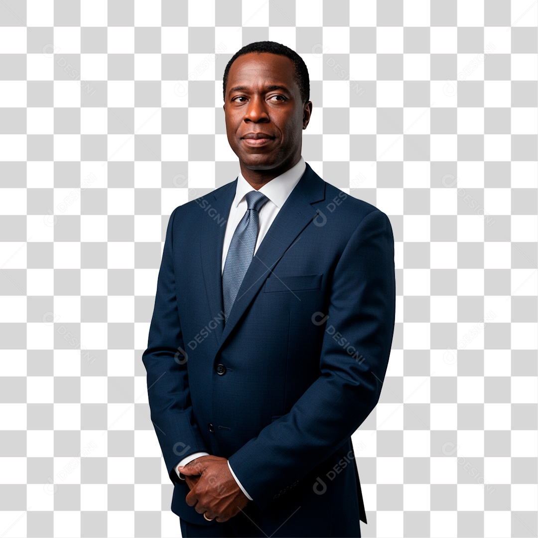Homem Negro de Terno PNG Transparente