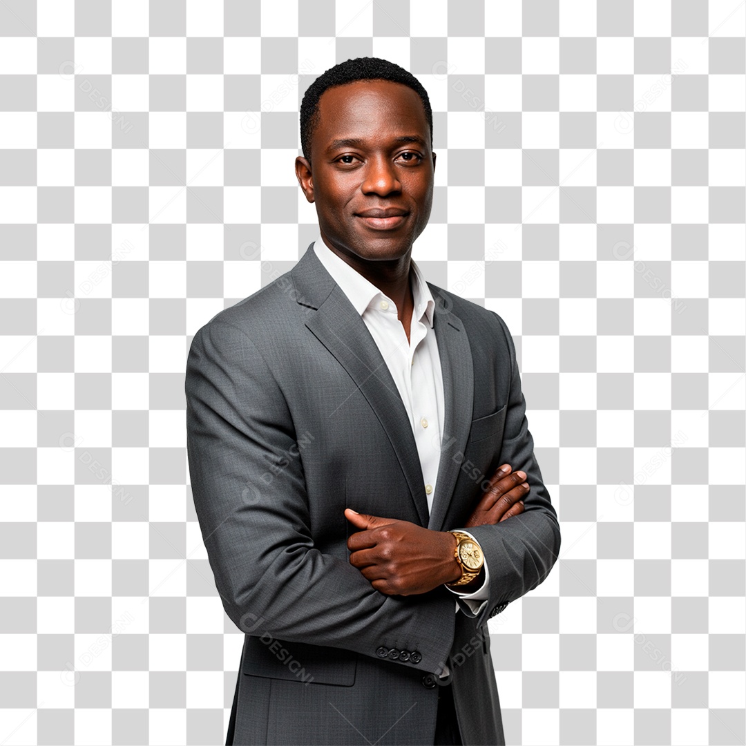 Homem Negro de Terno PNG Transparente