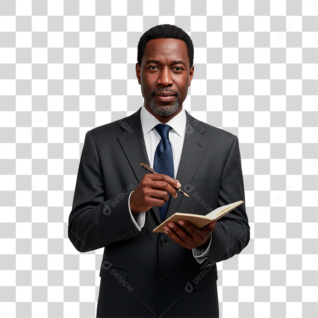 Homem Negro de Terno PNG Transparente