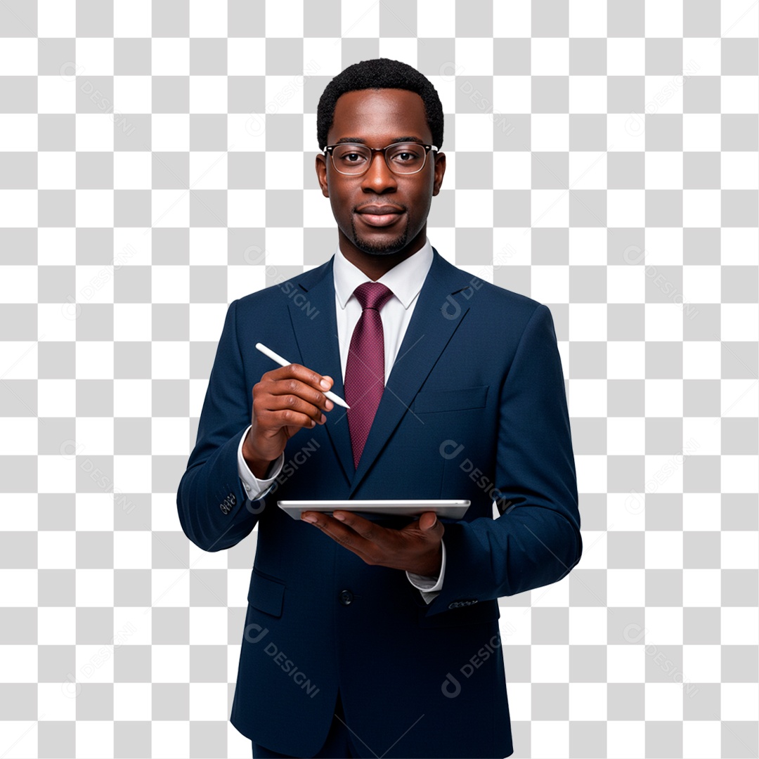 Homem Negro de Terno PNG Transparente