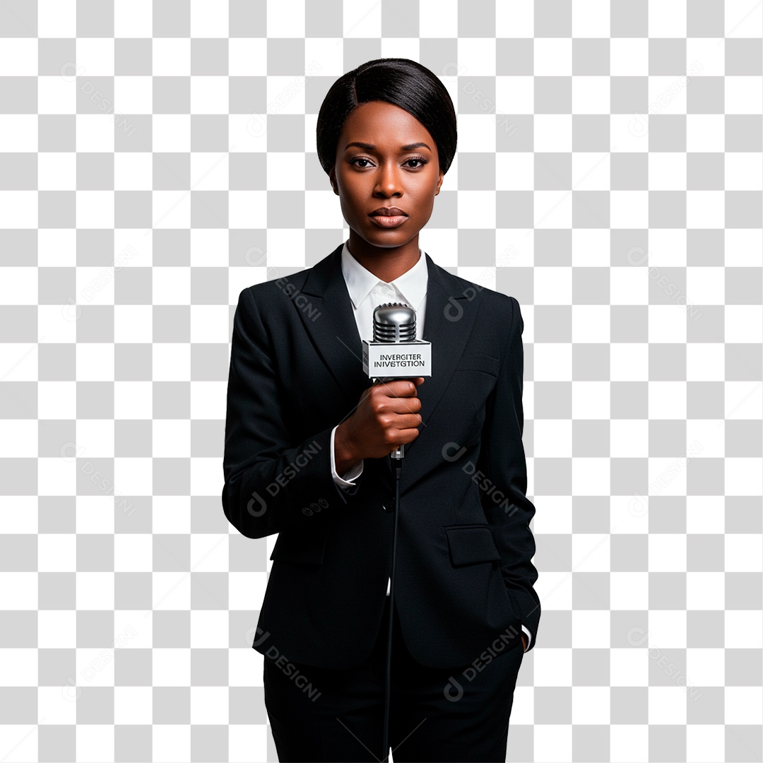 Mulher Segurando Microfone PNG Transparente