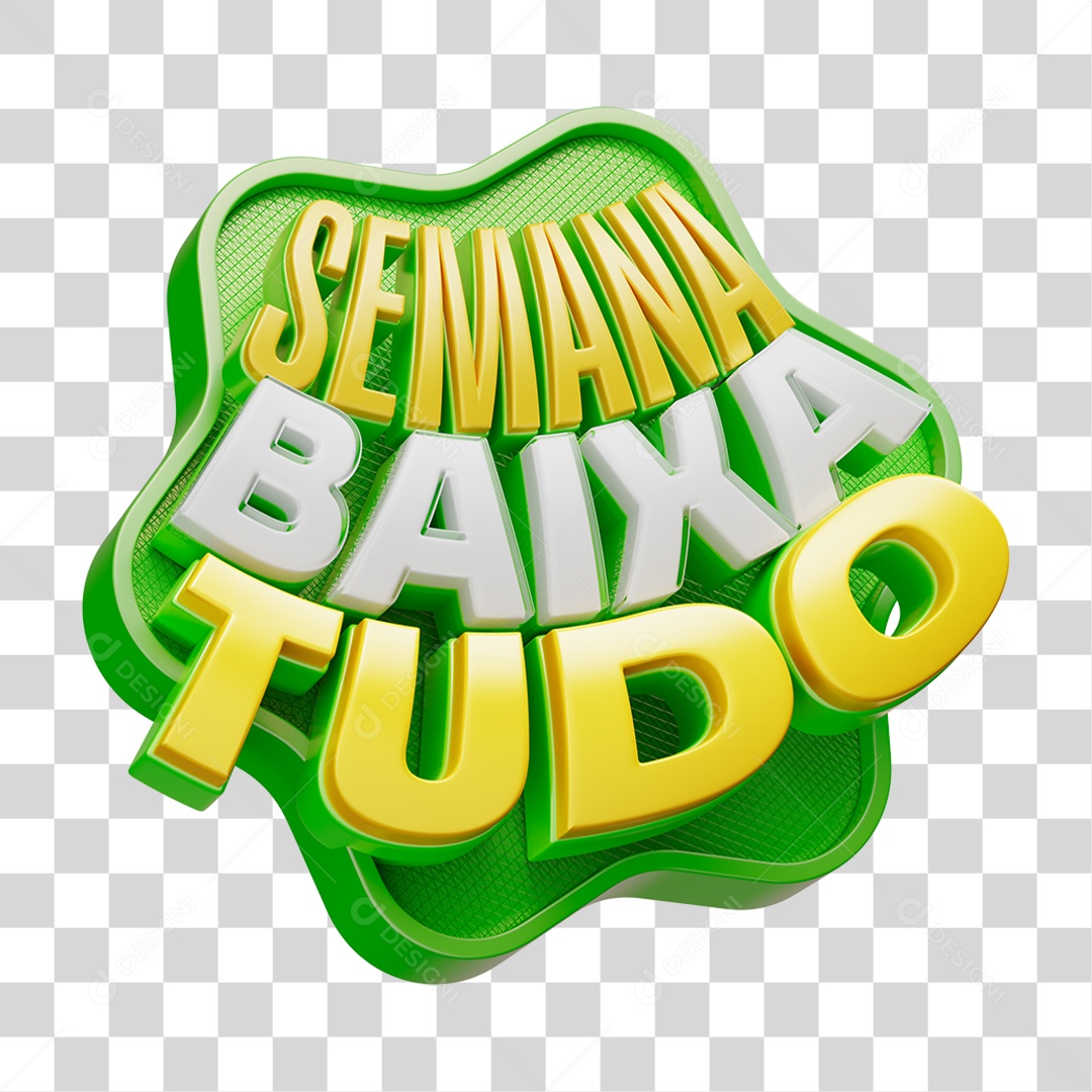 Selo 3D Semana Baixa Tudo PNG Transparente