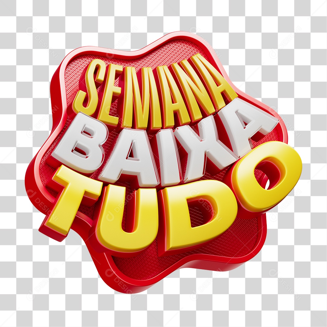 Selo 3D Semana Baixa Tudo PNG Transparente