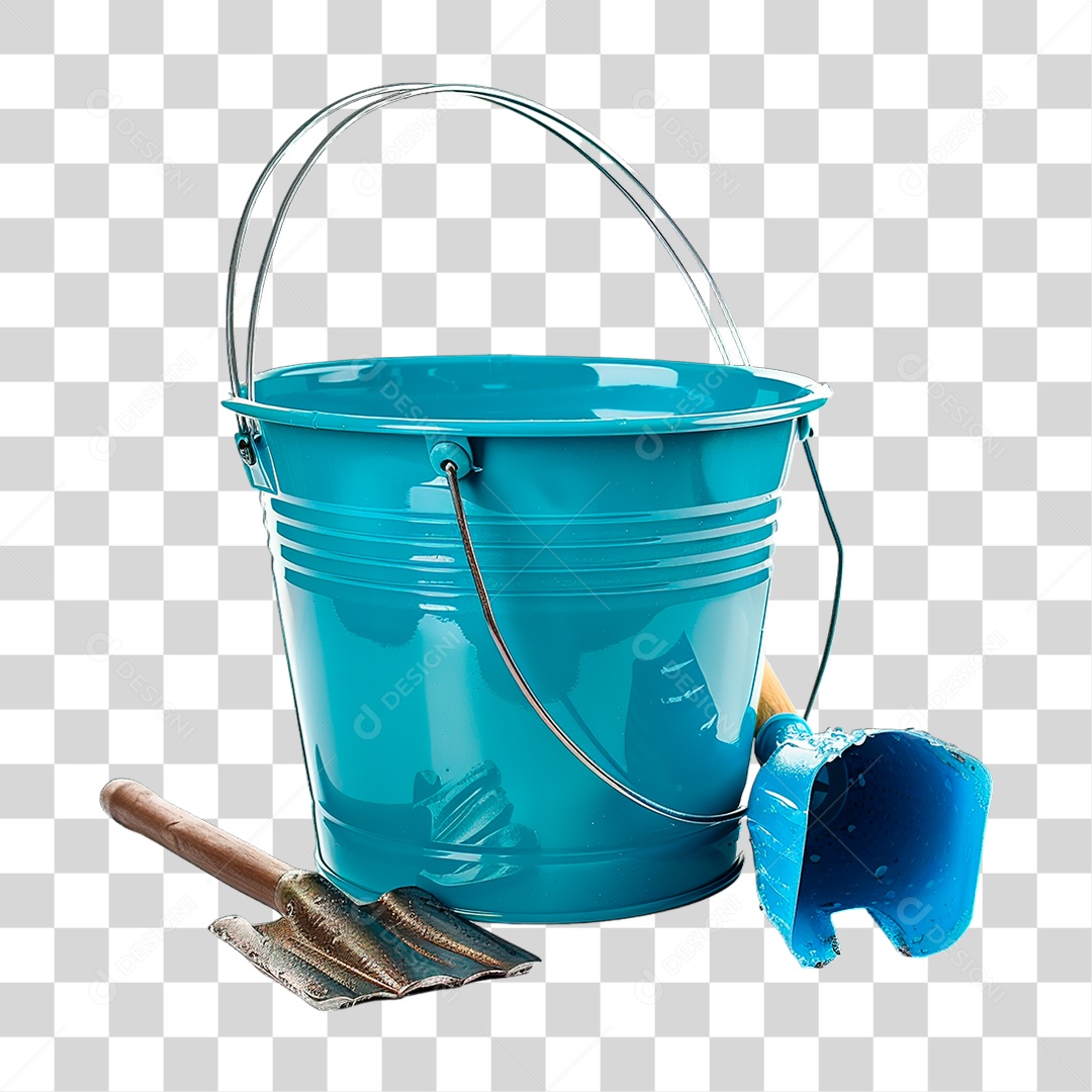 Balde Azul PNG Transparente