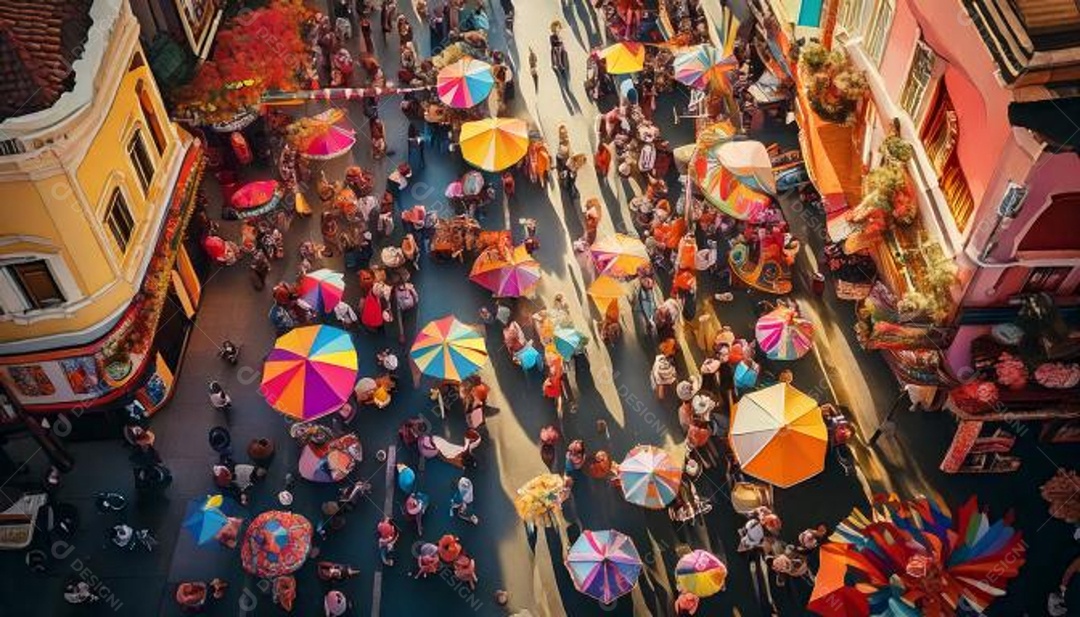 Vista aérea de várias pessoas na rua de salvador bahia brasil aproveitando o carnaval
