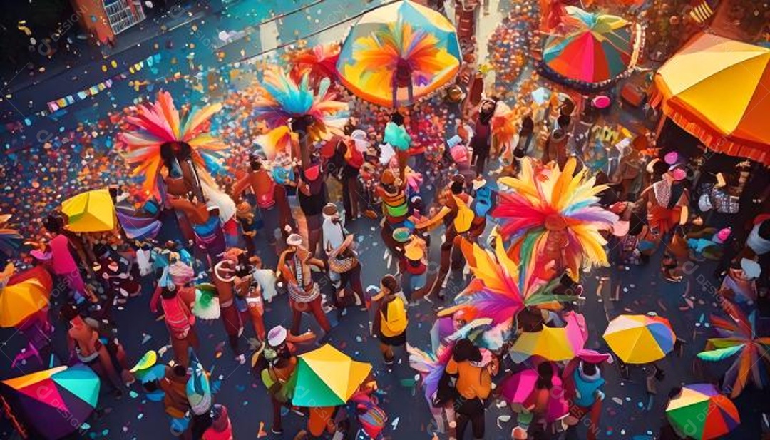Vista aérea de várias pessoas na rua de salvador bahia brasil aproveitando o carnaval