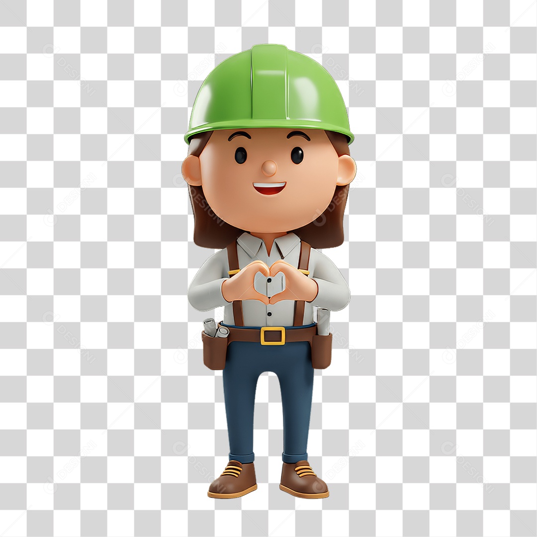 Personagem com Epis Segurança no Trabalho Abril Verde PNG Transparente