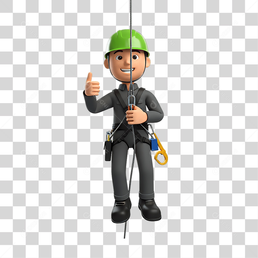 Personagem com Epis Segurança no Trabalho Abril Verde PNG Transparente