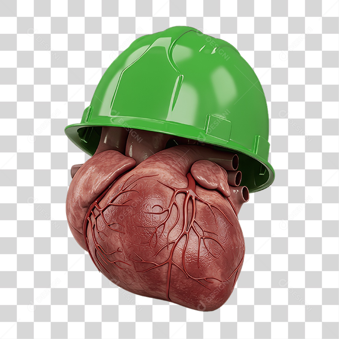 Coração com Capacete Epi Segurança no Trabalho Abril Verde PNG Transparente