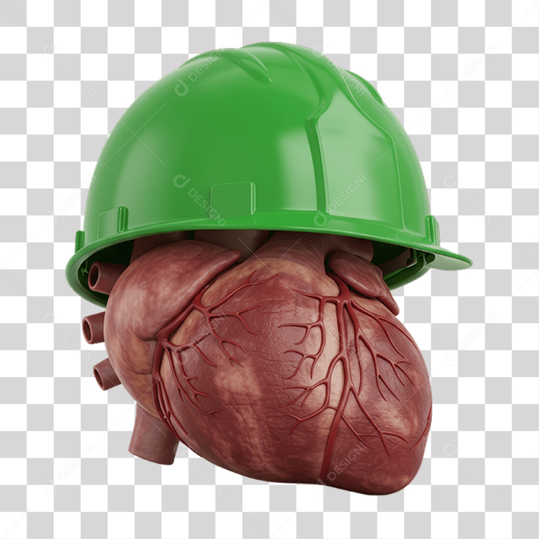 Coração com Capacete Epi Segurança no Trabalho Abril Verde PNG Transparente