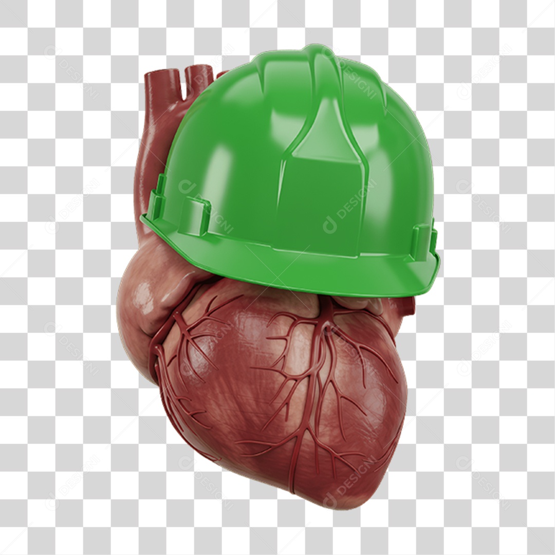 Coração com Capacete Epi Segurança no Trabalho Abril Verde PNG Transparente