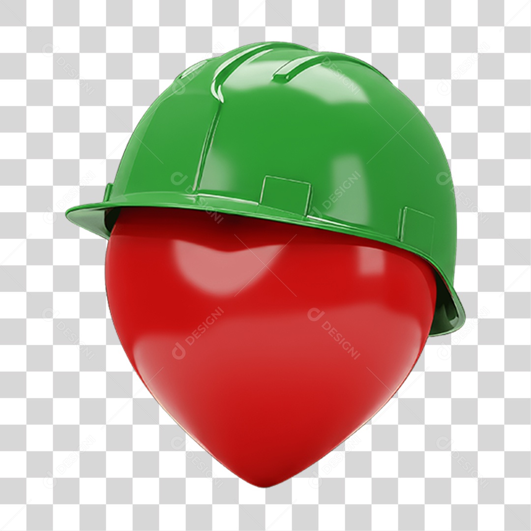Coração com Capacete Epi Segurança no Trabalho Abril Verde PNG Transparente
