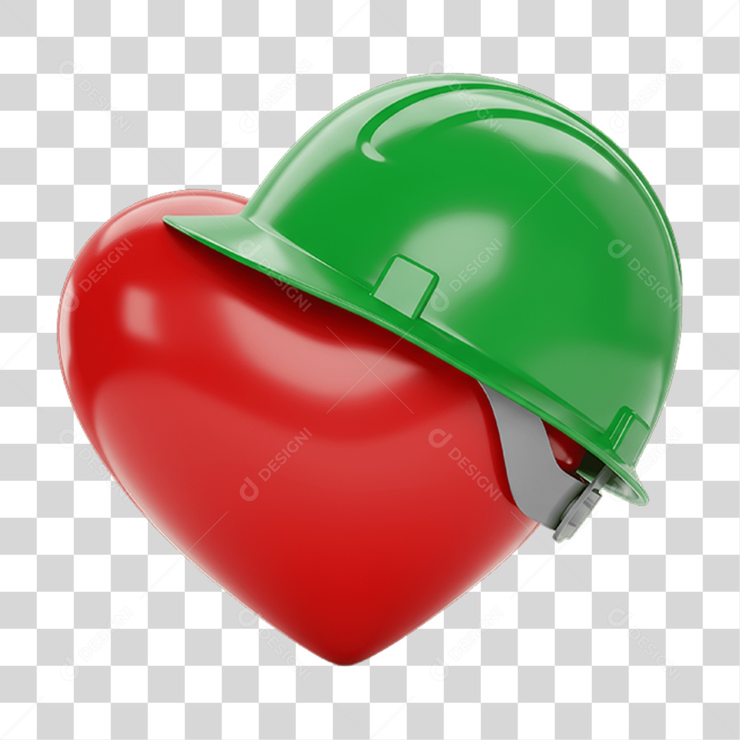 Coração com Capacete Epi Segurança no Trabalho Abril Verde PNG Transparente