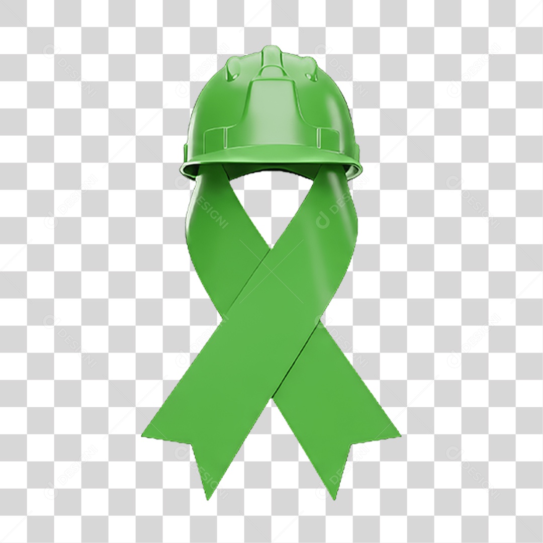 Fita com Capacete Epi Segurança no Trabalho Abril Verde PNG Transparente