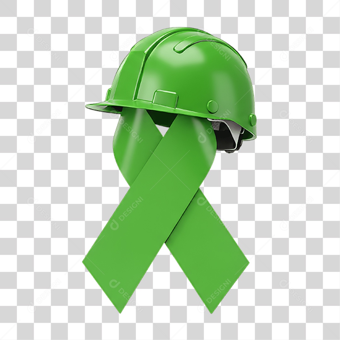 Fita com Capacete Epi Segurança no Trabalho Abril Verde PNG Transparente