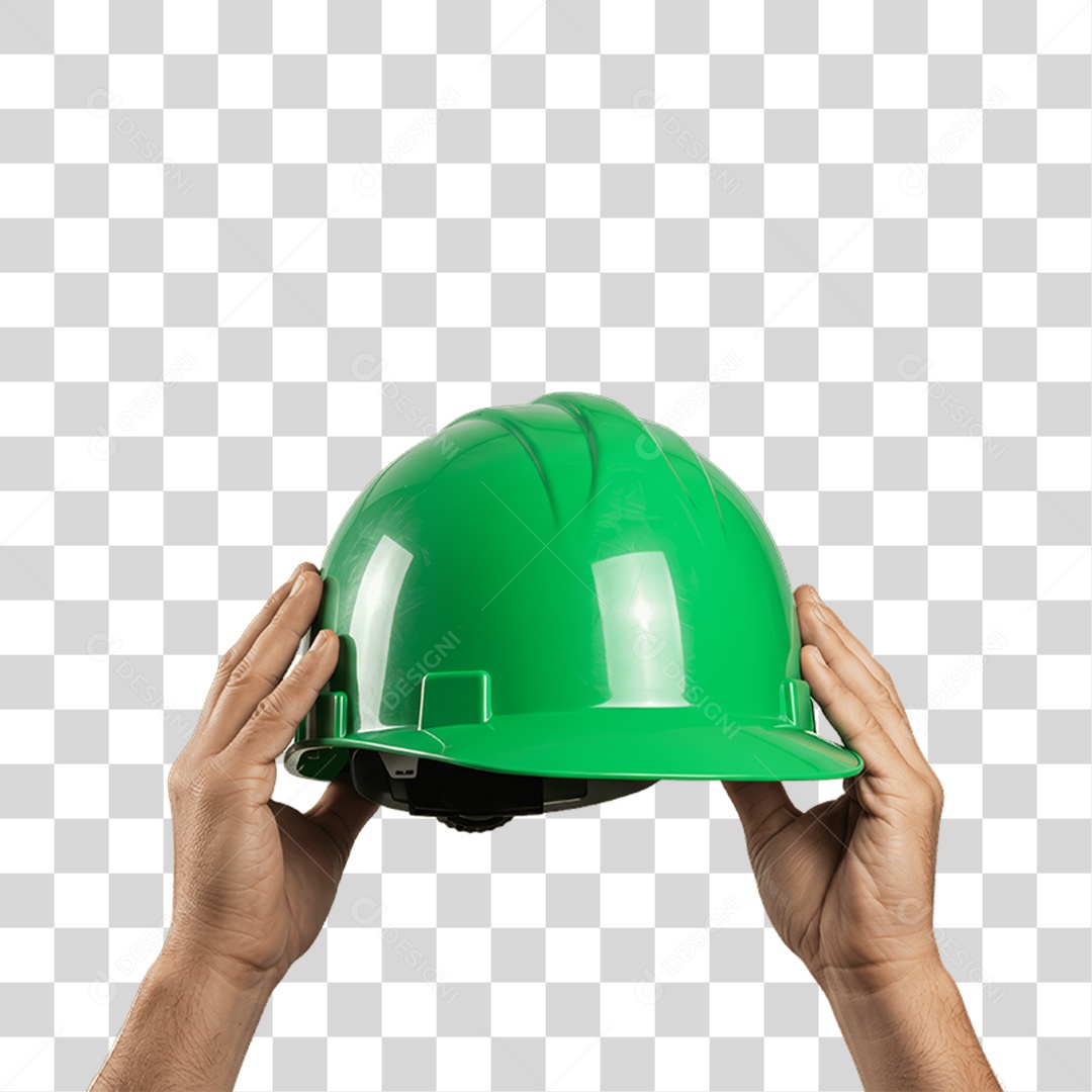 Mãos Segurando Capacete Epi Segurança no Trabalho Abril Verde PNG Transparente
