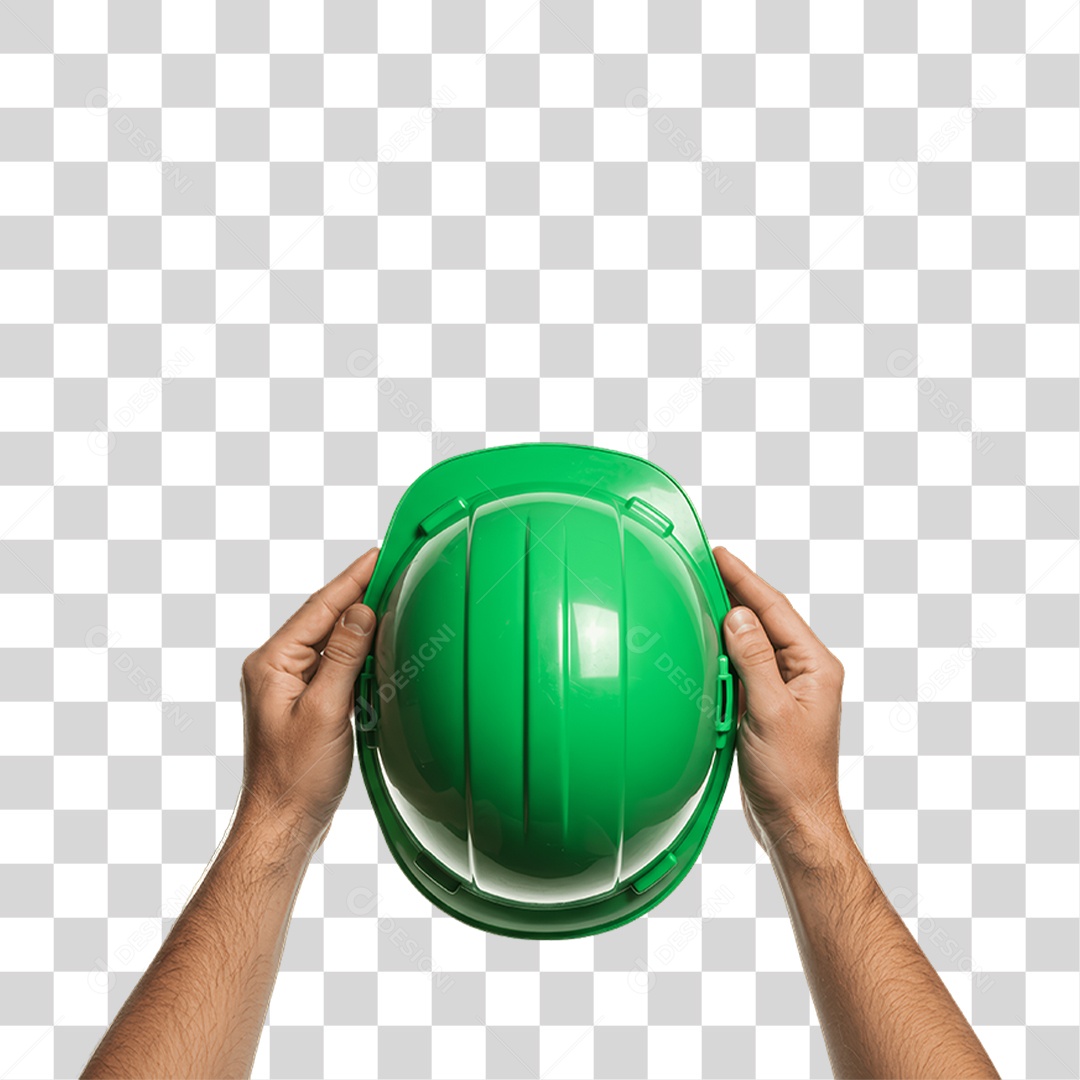 Mãos Segurando Capacete Epi Segurança no Trabalho Abril Verde PNG Transparente