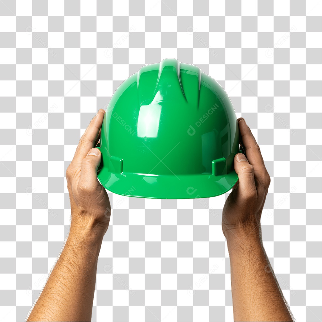 Mãos Segurando Capacete Epi Segurança no Trabalho Abril Verde PNG Transparente