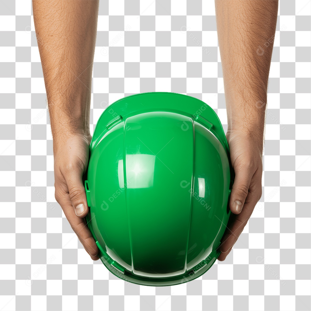 Mãos Segurando Capacete Epi Segurança no Trabalho Abril Verde PNG Transparente