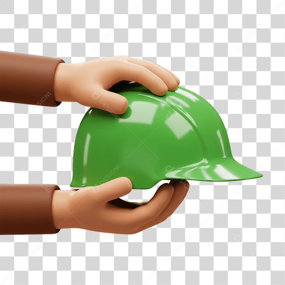 Mãos Segurando Capacete Epi Segurança no Trabalho Abril Verde PNG Transparente