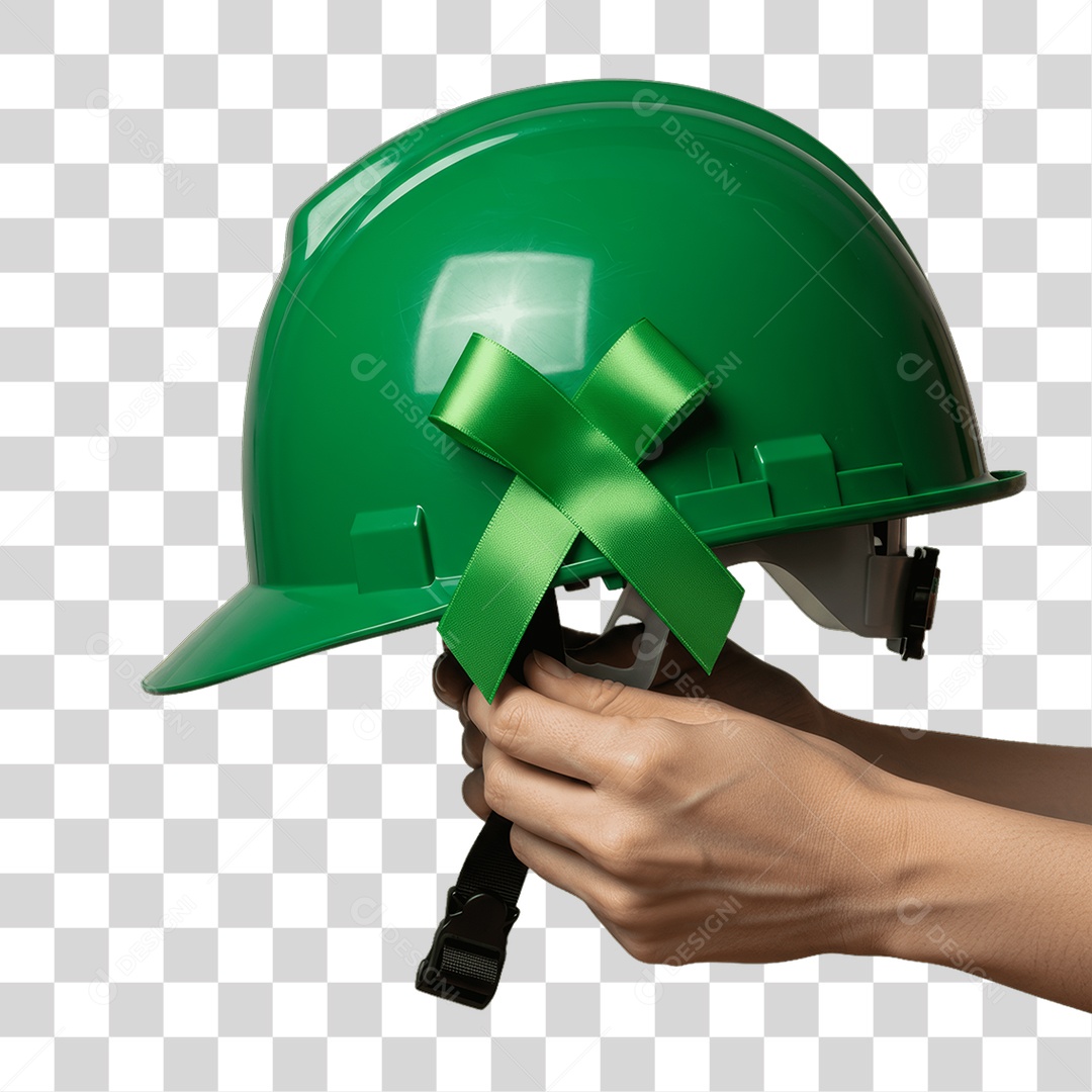 Mãos Segurando Capacete Epi Segurança no Trabalho Abril Verde PNG Transparente