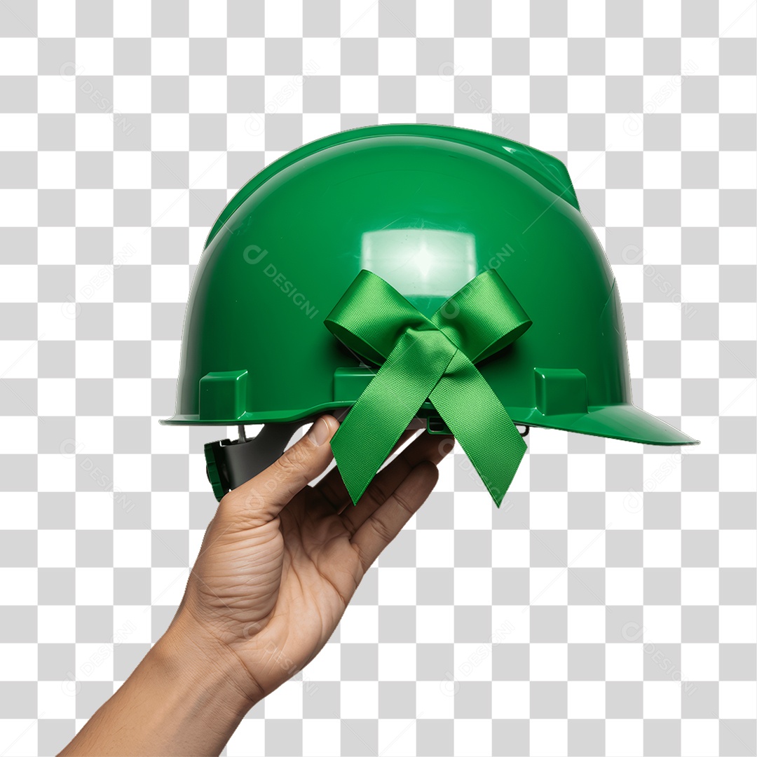 Mão Segurando Capacete Epi Segurança no Trabalho Abril Verde PNG Transparente