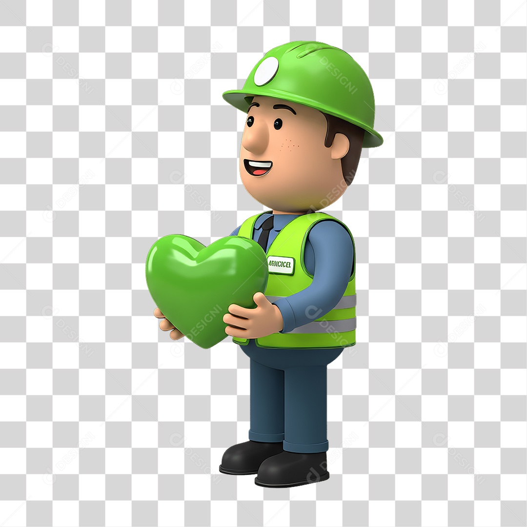 Personagem com Epis Segurança no Trabalho Abril Verde PNG Transparente