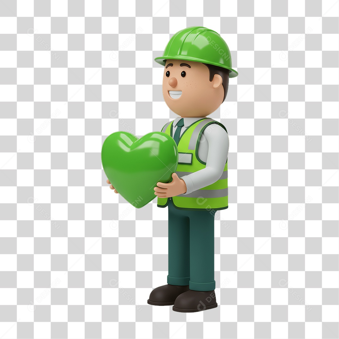 Personagem com Epis Segurança no Trabalho Abril Verde PNG Transparente